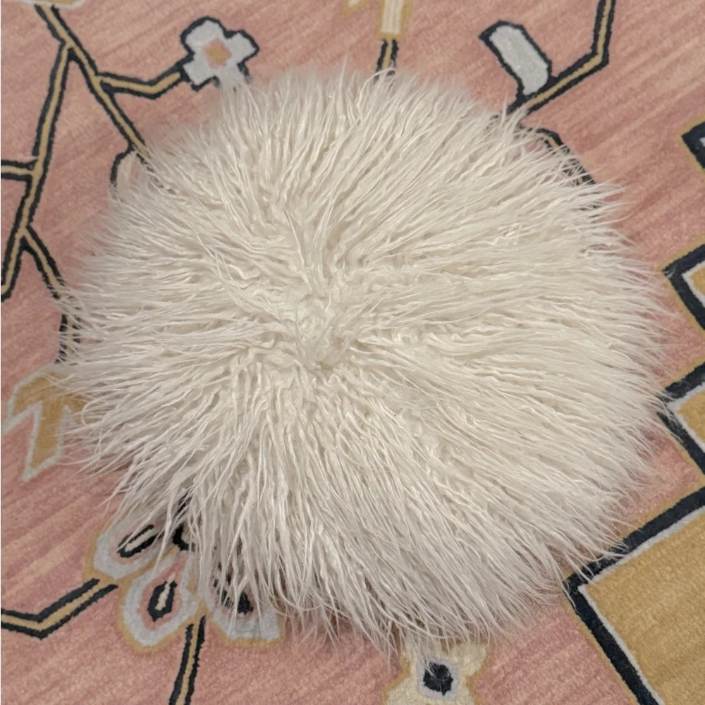Pottery Barn Teen Himalayan Faux Fur Pillow Ivory